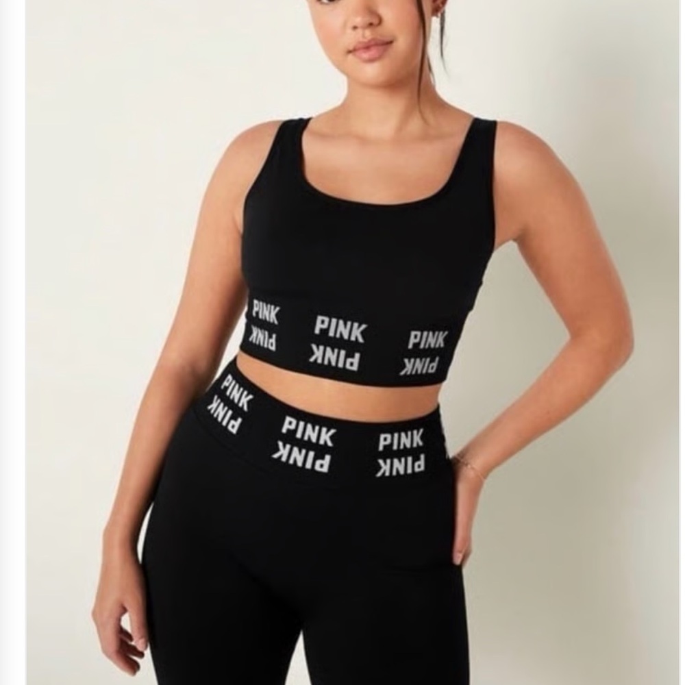 Black PINK Logo Sports Bra and Leggings Set